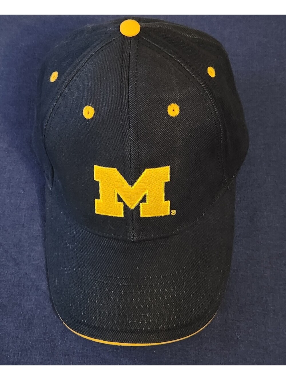 Michigan Wolverines Hat Cap Embroidered Yellow M Blue Adjustable Signatures